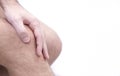 Man with knee pain and feeling bad in medical office. Osteoarthritis , osteophyte, subchondral sclerosis. massage for