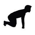 A man kneel down body, silhouette vector