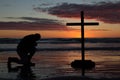 Man Kneeling Cross Royalty Free Stock Photo