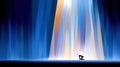 Man Kneeling in Front of Bright Light with Colorful Geometric Background in Abstract Style Royalty Free Stock Photo