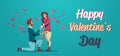 Man kneeling holding engagement ring proposing to woman marry him happy valentines day concept young couple in love Royalty Free Stock Photo