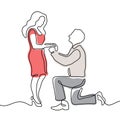 Man kneeling proposing to a woman illustration