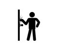 Man knocking a door black icon new trendy design style in white background