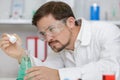 Man lab assistant worker with pipettes Royalty Free Stock Photo