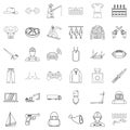 Man labour icons set, outline style