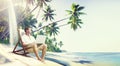 Man Laptop Beach Summer Sea Concept Royalty Free Stock Photo