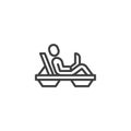 Man with laptop sitting in lounge chair line icon