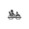 Man with laptop sitting in lounge chair vector icon