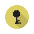 man with laptop under the tree long shadow icon. Simple glyph, flat vector of FAMILY icons for ui and ux, website or mobile