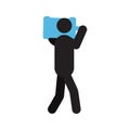 Man with large water gallon silhouette