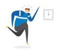 The man is late and running, hand-drawn vector illustration Royalty Free Stock Photo