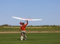 Man launches into the sky RC glider