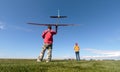 Man launches into the sky RC glider