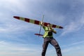 Man launches into the sky RC glider