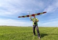 Man launches into the sky RC glider