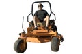 Man on lawnmower isolated Royalty Free Stock Photo