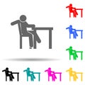Man, lazy multi color style icon. Simple glyph, flat vector of man sitting on icons for ui and ux, website or mobile application Royalty Free Stock Photo