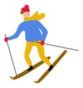 Man Leading Active Lifestyle, Skiing Character