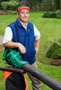 Man with leaf blower Royalty Free Stock Photo