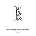 Man leaning against the wall outline vector icon. Thin line black man leaning against the wall icon, flat vector simple element Royalty Free Stock Photo