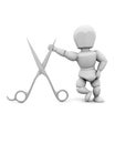 Man leaning on a pair of scissors Royalty Free Stock Photo