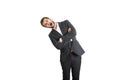 Man leaning to the right and screaming Royalty Free Stock Photo