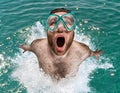 Man leaping out from water