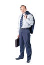 Man with a leather briefcase holding a jacket over his shoulde Royalty Free Stock Photo