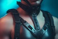 Man leather harness. Generate Ai