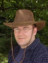 Man in leather hat Royalty Free Stock Photo