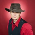 Man with leather hat Royalty Free Stock Photo