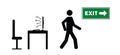 Man leaves workplace exit pictogram Royalty Free Stock Photo