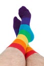 Man legs in colorful funny socks - isolated Royalty Free Stock Photo