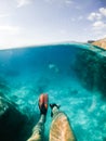 man legs in flippers underwater Royalty Free Stock Photo