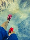 man legs in flippers underwater Royalty Free Stock Photo