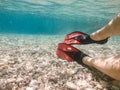 man legs in flippers underwater Royalty Free Stock Photo