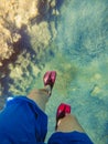 man legs in flippers underwater Royalty Free Stock Photo