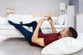 Man With Lethargy And Fatigue On Couch Royalty Free Stock Photo