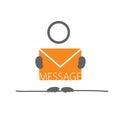 Man with letter envelope color vector