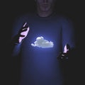 Man levitates cloud Royalty Free Stock Photo