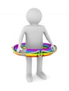 Man with lgbt life ring on white background. Isolated 3d illustration Royalty Free Stock Photo