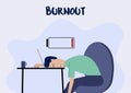 A Man Lie Down on His Laptop with Burnout Syndrome