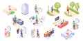 Man daily life home routine activity, isometric