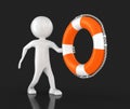 Man with Lifebuoy. Image with clipping path