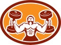 Man Lifting Dumbbell Weight Physical Fitness Retro