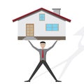 Man lifting a house