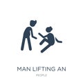 man lifting an old man icon in trendy design style. man lifting an old man icon isolated on white background. man lifting an old Royalty Free Stock Photo