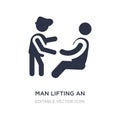 man lifting an old man icon on white background. Simple element illustration from People concept