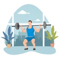Man lifting weights with barbell attractive man training workout Royalty Free Stock Photo