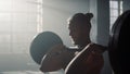 Man lifting weights during workout. Bodybuilder doing exercises with barbell Royalty Free Stock Photo